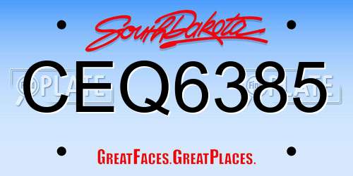 CEQ6385 South Dakota License Plate