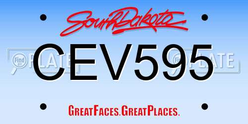 CEV595 South Dakota License Plate