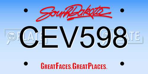 CEV598 South Dakota License Plate