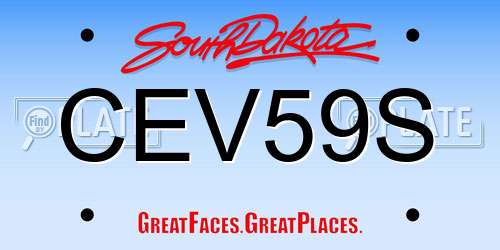 CEV59S South Dakota License Plate