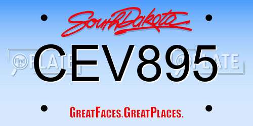 CEV895 South Dakota License Plate