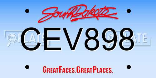 CEV898 South Dakota License Plate