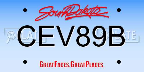 CEV89B South Dakota License Plate