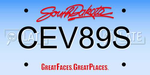 CEV89S South Dakota License Plate