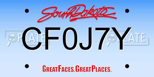 CF0J7Y South Dakota License Plate