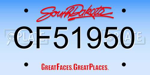 CF51950 South Dakota License Plate