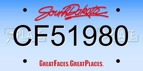 CF51980 South Dakota License Plate