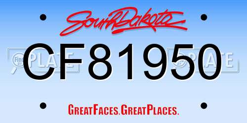 CF81950 South Dakota License Plate