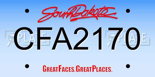 CFA2170 South Dakota License Plate