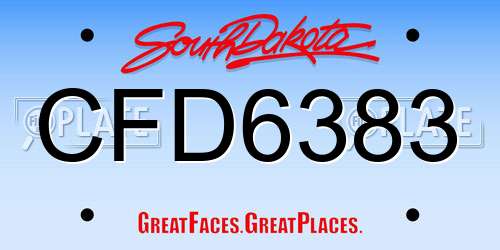 CFD6383 South Dakota License Plate