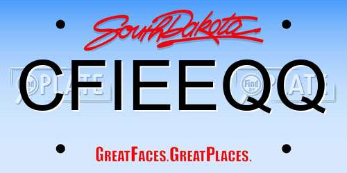 CFIEEQQ South Dakota License Plate