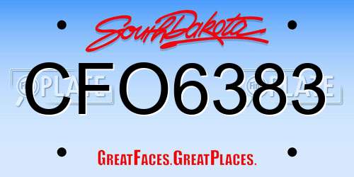 CFO6383 South Dakota License Plate