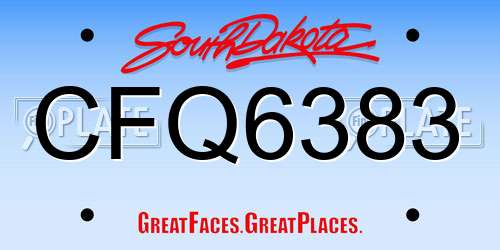 CFQ6383 South Dakota License Plate