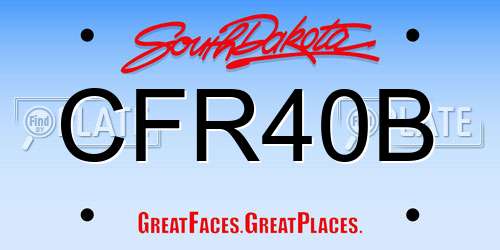 CFR40B South Dakota License Plate