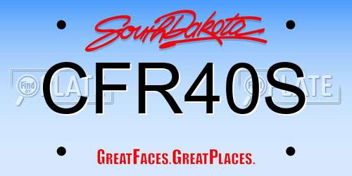 CFR40S South Dakota License Plate