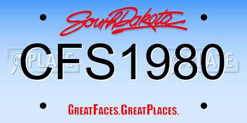 CFS1980 South Dakota License Plate