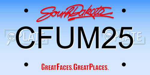 CFUM25 South Dakota License Plate