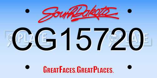 CG15720 South Dakota License Plate