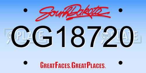 CG18720 South Dakota License Plate