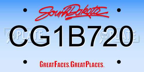 CG1B720 South Dakota License Plate