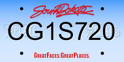 CG1S720 South Dakota License Plate