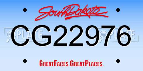 CG22976 South Dakota License Plate