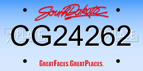 CG24262 South Dakota License Plate