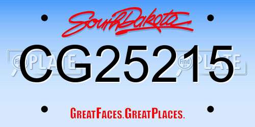 CG25215 South Dakota License Plate