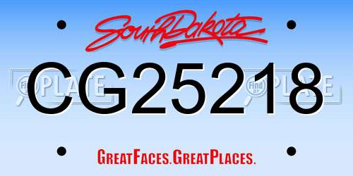 CG25218 South Dakota License Plate