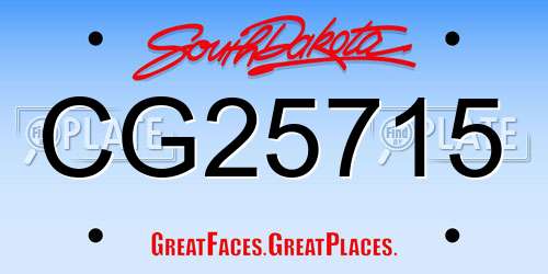 CG25715 South Dakota License Plate