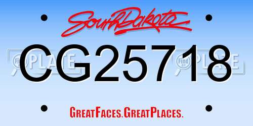 CG25718 South Dakota License Plate