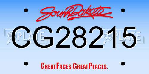 CG28215 South Dakota License Plate