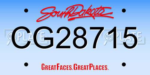 CG28715 South Dakota License Plate