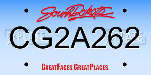 CG2A262 South Dakota License Plate