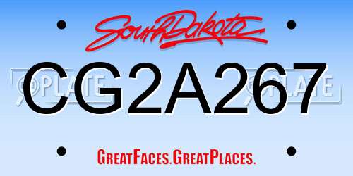 CG2A267 South Dakota License Plate
