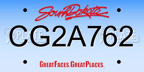 CG2A762 South Dakota License Plate