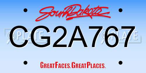 CG2A767 South Dakota License Plate