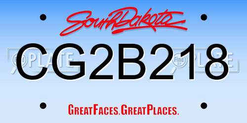 CG2B218 South Dakota License Plate