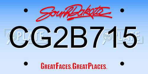 CG2B715 South Dakota License Plate