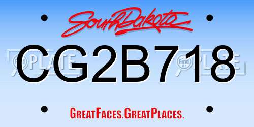CG2B718 South Dakota License Plate