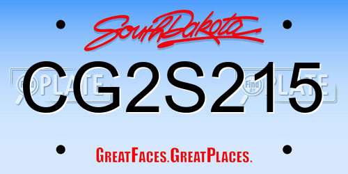 CG2S215 South Dakota License Plate