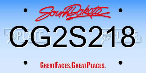 CG2S218 South Dakota License Plate