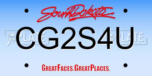 CG2S4U South Dakota License Plate