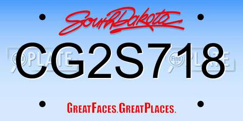 CG2S718 South Dakota License Plate