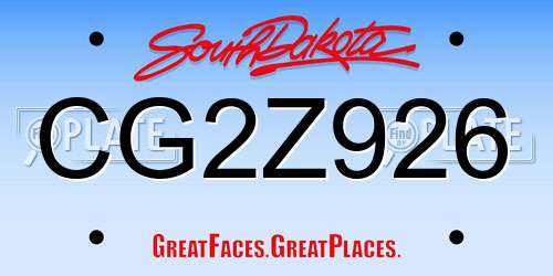 CG2Z926 South Dakota License Plate
