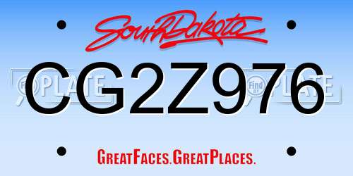 CG2Z976 South Dakota License Plate