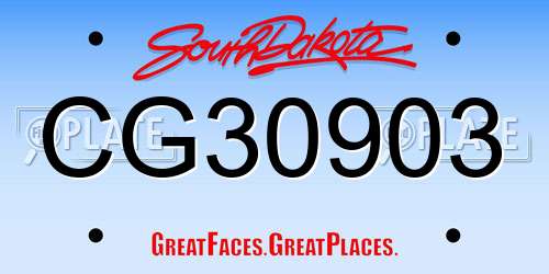 CG30903 South Dakota License Plate