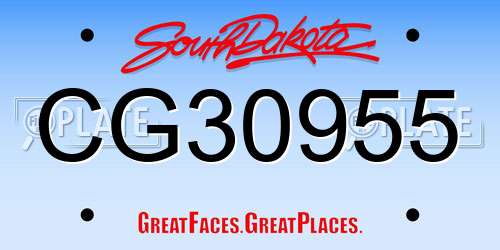 CG30955 South Dakota License Plate