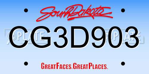 CG3D903 South Dakota License Plate