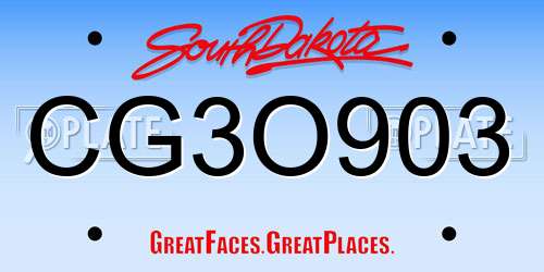CG3O903 South Dakota License Plate